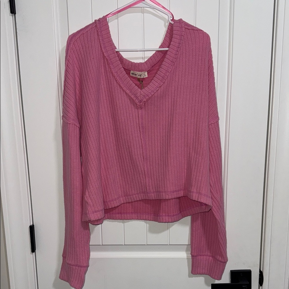 NWT Pink V-Neck Ribbed Sweater